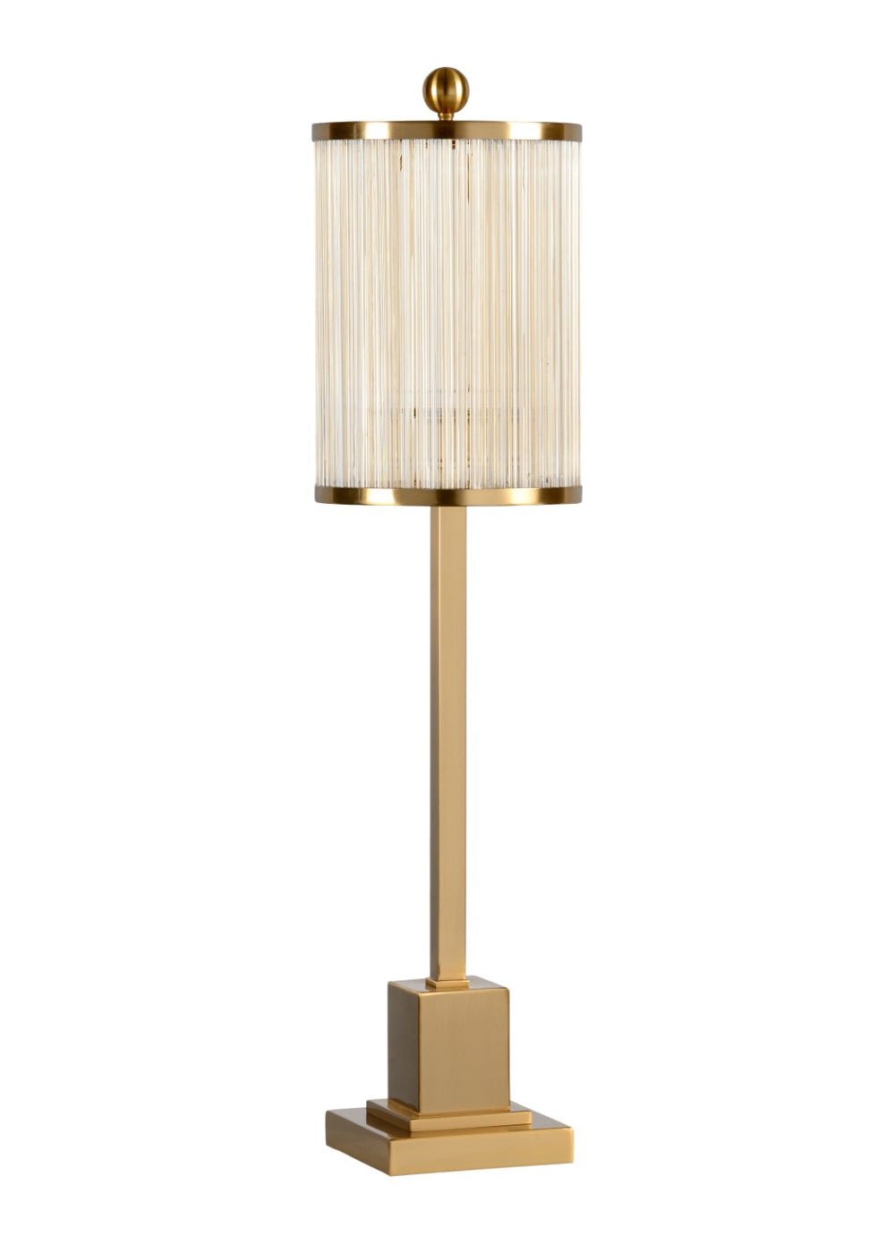 Wildwood Park Avenue Lamp — Tarnished Brass Drum Shade With Clear Acrylic Rods, Timeless Square Base Glow 60540