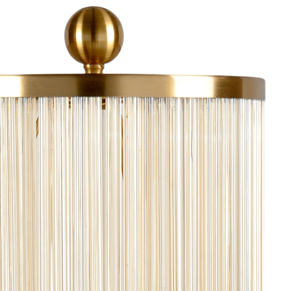Wildwood Park Avenue Lamp — Tarnished Brass Drum Shade With Clear Acrylic Rods, Timeless Square Base Glow 60540