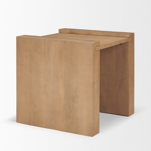 22 Inch Solid Wood Sled Base Square Side Table for Modern Living Room Decor