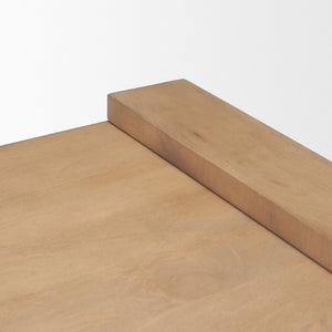 22 Inch Solid Wood Sled Base Square Side Table for Modern Living Room Decor