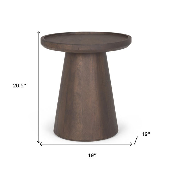 19 Inch Solid Wood Accent Tray Table Rich Dark Finish Versatile Living Room Side Piece