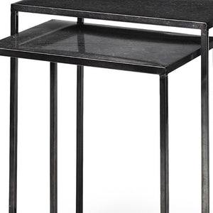 Set of 2 Nesting Accent Tables in Matte Black Iron for Modern Living Spaces