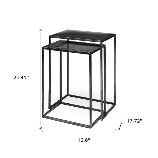 Set of 2 Nesting Accent Tables in Matte Black Iron for Modern Living Spaces