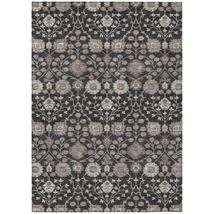 HomeRoots 5' Black Brown Beige Floral Area Rug - Washable Indoor Outdoor Design for Versatile Living Spaces 8' X 10' 605416