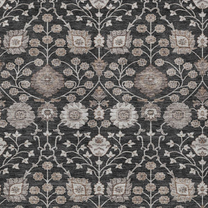 Homeroots 3' Stylish Black Brown Beige Floral Washable Area Rug For Indoor And Outdoor Spaces, Durable Design 8' X 10' Polyester 605416