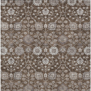 Homeroots 3' Stylish Black Brown Beige Floral Washable Area Rug For Indoor And Outdoor Spaces, Durable Design 8' X 10' Polyester 605422