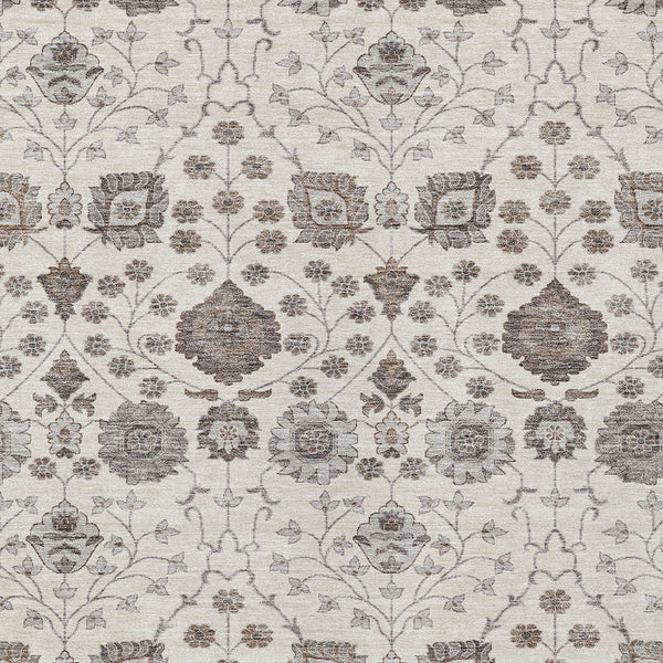 Homeroots 3' Stylish Black Brown Beige Floral Washable Area Rug For Indoor And Outdoor Spaces, Durable Design 3' X 5' Polyester 605425