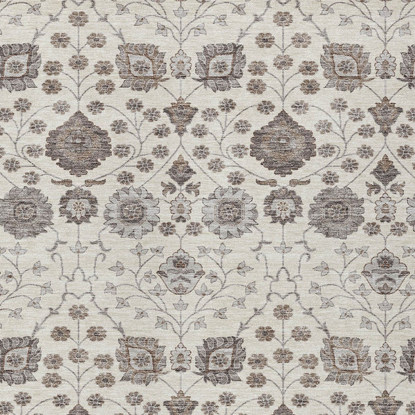 Homeroots 3' Stylish Black Brown Beige Floral Washable Area Rug For Indoor And Outdoor Spaces, Durable Design 5' X 8' Polyester 605426