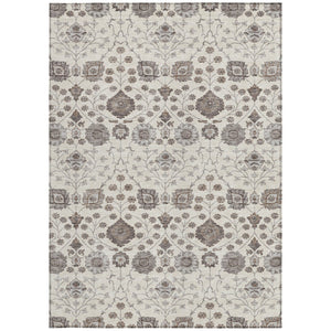 Homeroots 3' Stylish Black Brown Beige Floral Washable Area Rug For Indoor And Outdoor Spaces, Durable Design 8' X 10' Polyester 605428