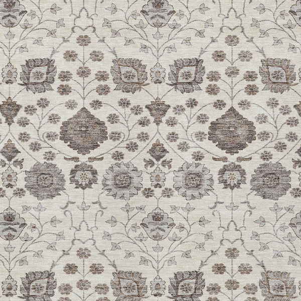 Homeroots 3' Stylish Black Brown Beige Floral Washable Area Rug For Indoor And Outdoor Spaces, Durable Design 8' X 10' Polyester 605428