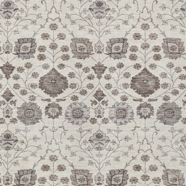 Homeroots 3' Stylish Black Brown Beige Floral Washable Area Rug For Indoor And Outdoor Spaces, Durable Design 9' X 12' Polyester 605429