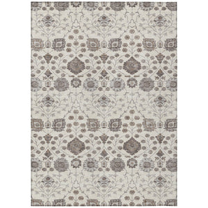 HomeRoots 5' Durable Floral Area Rug in Ivory, Brown & Gray – Perfect for Indoor & Outdoor Spaces, Washable! 10' X 14' 605430