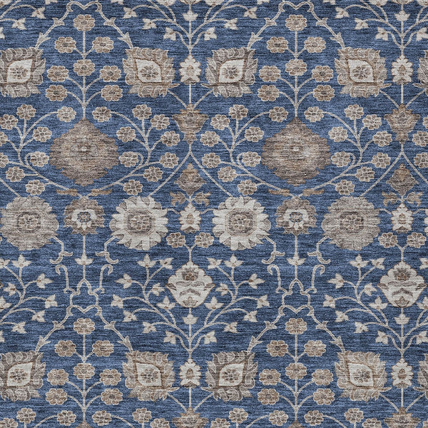 Homeroots 3' Stylish Black Brown Beige Floral Washable Area Rug For Indoor And Outdoor Spaces, Durable Design 3' X 5' Polyester 605431