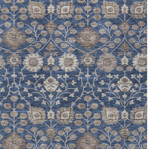 Homeroots 3' Stylish Black Brown Beige Floral Washable Area Rug For Indoor And Outdoor Spaces, Durable Design 5' X 8' Polyester 605432