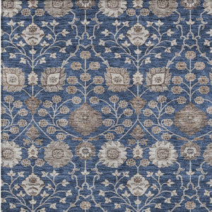 Homeroots 3' Stylish Black Brown Beige Floral Washable Area Rug For Indoor And Outdoor Spaces, Durable Design 9' X 12' Polyester 605435