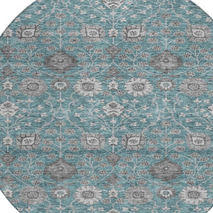 Homeroots 3' Stylish Black Brown Beige Floral Washable Area Rug For Indoor And Outdoor Spaces, Durable Design 8' Round Polyester 605439