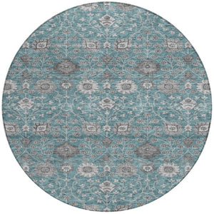 Homeroots 3' Stylish Black Brown Beige Floral Washable Area Rug For Indoor And Outdoor Spaces, Durable Design 8' Round Polyester 605439