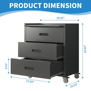 English Elm Heavy-duty Rolling Steel Tool Cabinet 3 Drawer Garage Organizer with Locking Casters T2398P242683