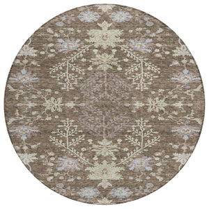 HomeRoots 5' Timeless Floral Indoor Outdoor Area Rug – Durable, Washable, Stain-Resistant Design for Any Space 8' Round 605451