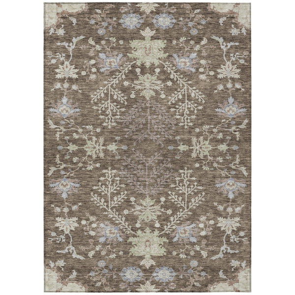 HomeRoots 5' Timeless Floral Indoor Outdoor Area Rug – Durable, Washable, Stain-Resistant Design for Any Space 8' X 10' 605452