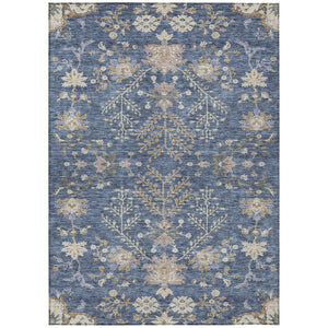 HomeRoots 5' Floral Washable Area Rug in Blue, Brown & Beige - Durable, Easy-Clean Indoor/Outdoor Design 5' X 8' 605456