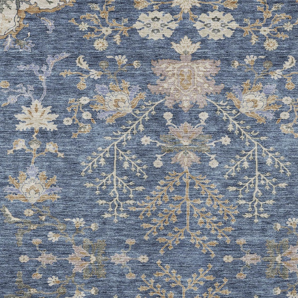 Homeroots 3' Floral Washable Area Rug In Artichoke Green, Brown, And Beige For Indoor Or Outdoor Spaces 5' X 8' Polyester 605456