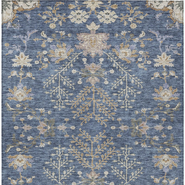 Homeroots 3' Floral Washable Area Rug In Artichoke Green, Brown, And Beige For Indoor Or Outdoor Spaces 8' X 10' Polyester 605458