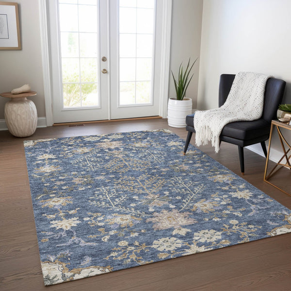 Homeroots 3' Floral Washable Area Rug In Artichoke Green, Brown, And Beige For Indoor Or Outdoor Spaces 8' X 10' Polyester 605458
