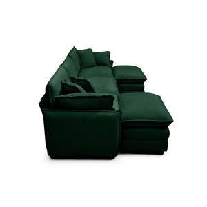 English Elm Oversized Modular Sofa In Green Corduroy - U-Shaped 3-Seater With Convertible Ottoman & Footstools W714S00738-GIGA