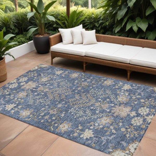 Homeroots 3' Floral Washable Area Rug In Artichoke Green, Brown, And Beige For Indoor Or Outdoor Spaces 10' X 14' Polyester 605460
