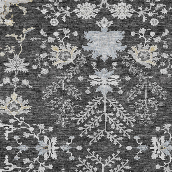 Homeroots 3' Floral Washable Area Rug In Artichoke Green, Brown, And Beige For Indoor Or Outdoor Spaces 3' X 5' Polyester 605461