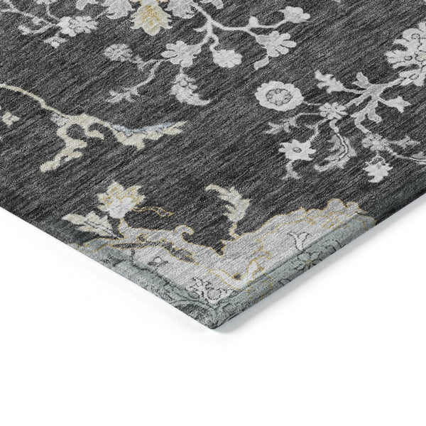 Homeroots 3' Floral Washable Area Rug In Artichoke Green, Brown, And Beige For Indoor Or Outdoor Spaces 5' X 8' Polyester 605462