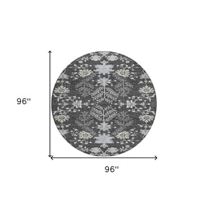 Homeroots 3' Floral Washable Area Rug In Artichoke Green, Brown, And Beige For Indoor Or Outdoor Spaces 8' Round Polyester 605463