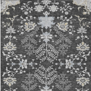 Homeroots 3' Floral Washable Area Rug In Artichoke Green, Brown, And Beige For Indoor Or Outdoor Spaces 8' X 10' Polyester 605464
