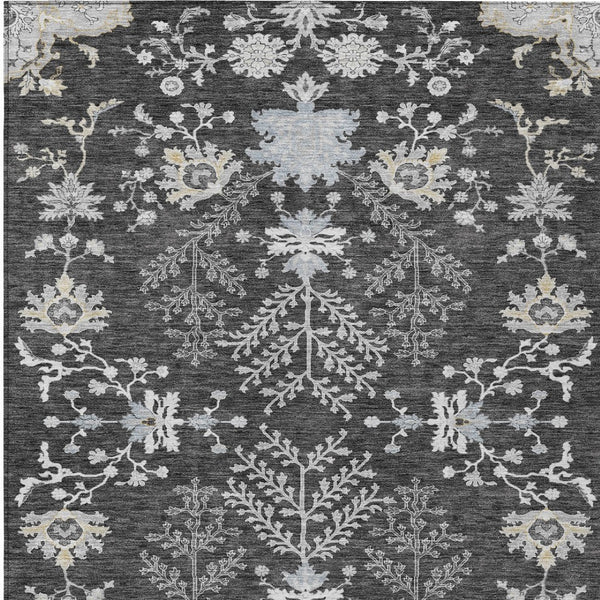 Homeroots 3' Floral Washable Area Rug In Artichoke Green, Brown, And Beige For Indoor Or Outdoor Spaces 8' X 10' Polyester 605464