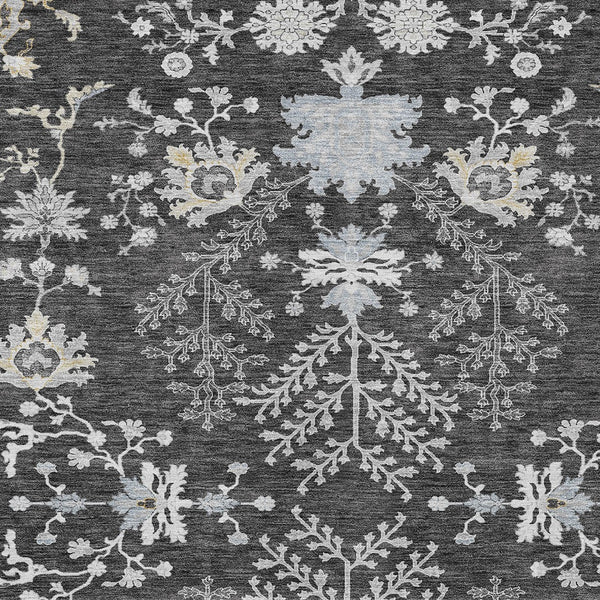 Homeroots 3' Floral Washable Area Rug In Artichoke Green, Brown, And Beige For Indoor Or Outdoor Spaces 8' X 10' Polyester 605464