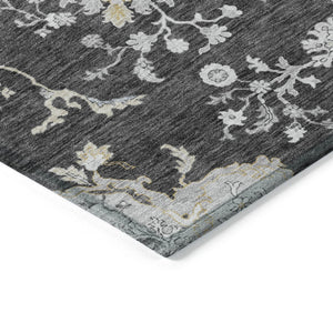 Homeroots 3' Floral Washable Area Rug In Artichoke Green, Brown, And Beige For Indoor Or Outdoor Spaces 10' X 14' Polyester 605466