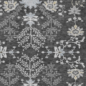 Homeroots 3' Floral Washable Area Rug In Artichoke Green, Brown, And Beige For Indoor Or Outdoor Spaces 10' X 14' Polyester 605466