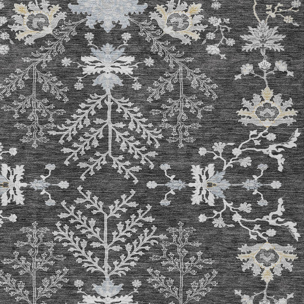 Homeroots 3' Floral Washable Area Rug In Artichoke Green, Brown, And Beige For Indoor Or Outdoor Spaces 10' X 14' Polyester 605466