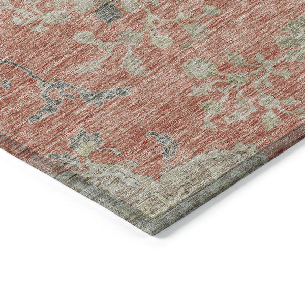 Homeroots 3' Floral Washable Area Rug In Artichoke Green, Brown, And Beige For Indoor Or Outdoor Spaces 3' X 5' Polyester 605467
