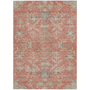Homeroots 3' Floral Washable Area Rug In Artichoke Green, Brown, And Beige For Indoor Or Outdoor Spaces 5' X 8' Polyester 605468