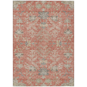 HomeRoots 9' X 12' Floral Coral Charcoal Gray Washable Area Rug - Stylish, Durable, Indoor/Outdoor Decor Must-Have! 605471