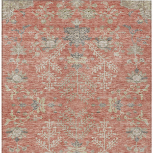 Homeroots 3' Floral Washable Area Rug In Artichoke Green, Brown, And Beige For Indoor Or Outdoor Spaces 10' X 14' Polyester 605472