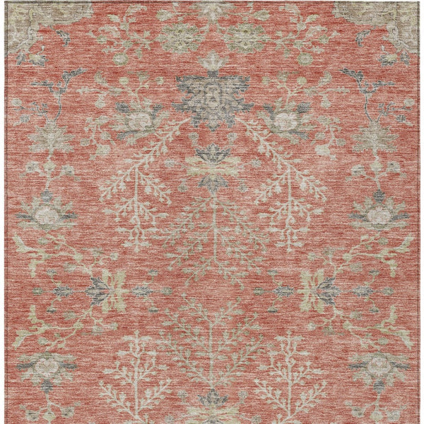 Homeroots 3' Floral Washable Area Rug In Artichoke Green, Brown, And Beige For Indoor Or Outdoor Spaces 10' X 14' Polyester 605472