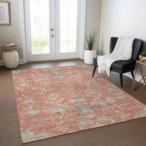 Homeroots 3' Floral Washable Area Rug In Artichoke Green, Brown, And Beige For Indoor Or Outdoor Spaces 10' X 14' Polyester 605472