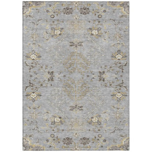 Homeroots 3' Floral Washable Area Rug In Artichoke Green, Brown, And Beige For Indoor Or Outdoor Spaces 3' X 5' Polyester 605473