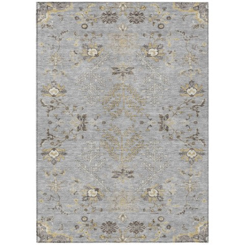 Homeroots 3' Floral Washable Area Rug In Artichoke Green, Brown, And Beige For Indoor Or Outdoor Spaces 3' X 5' Polyester 605473