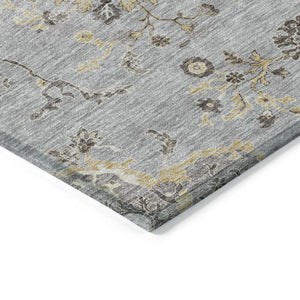 Homeroots 3' Floral Washable Area Rug In Artichoke Green, Brown, And Beige For Indoor Or Outdoor Spaces 3' X 5' Polyester 605473