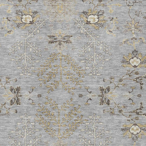 Homeroots 3' Floral Washable Area Rug In Artichoke Green, Brown, And Beige For Indoor Or Outdoor Spaces 3' X 5' Polyester 605473