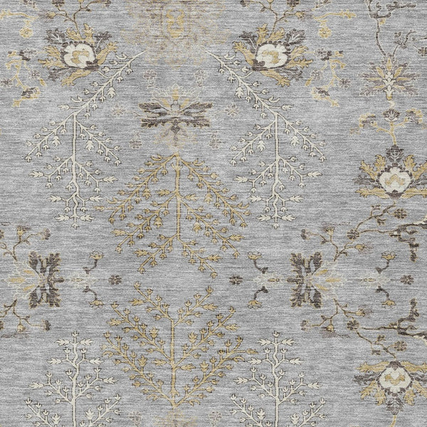 Homeroots 3' Floral Washable Area Rug In Artichoke Green, Brown, And Beige For Indoor Or Outdoor Spaces 3' X 5' Polyester 605473